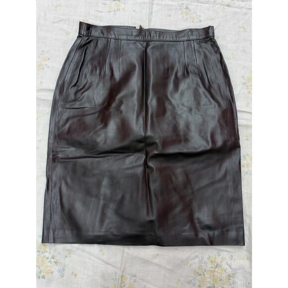 Saks Fifth Avenue Collection Leather Skirt Women’s Italy Brown Size 42 / US 6 - Picture 1 of 11